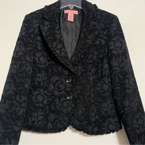 BANDOLINO Black Floral Pattern Textured Jacquard Blazer Jacket Size 8